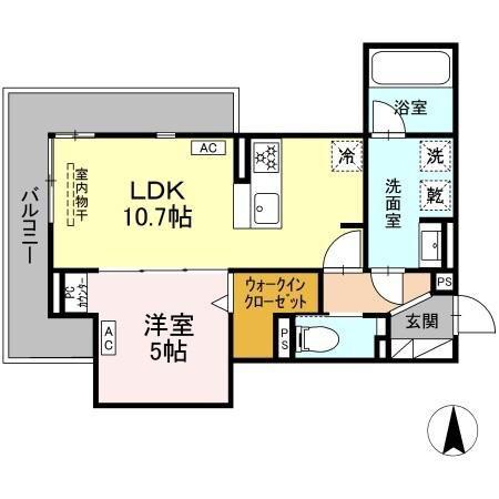 セレスティア草薙町(1LDK/3階)の間取り写真