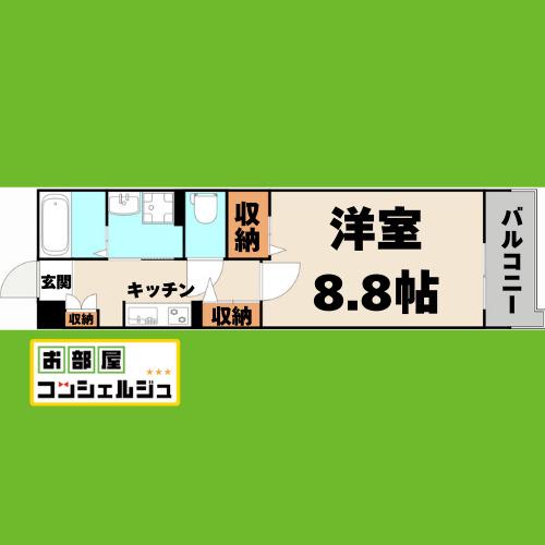 WILLDO 太閤通(1K/9階)の間取り写真