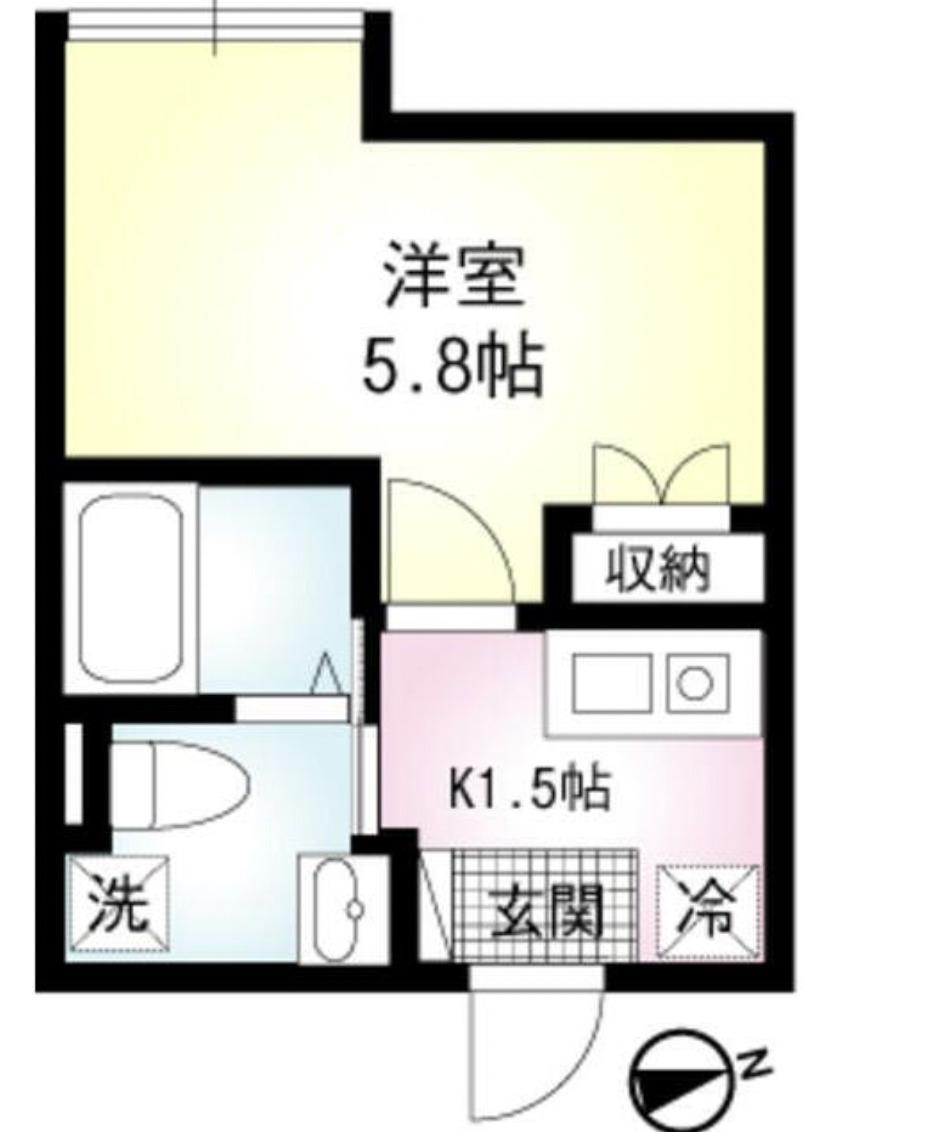 エルム山手(1K/1階)の間取り写真