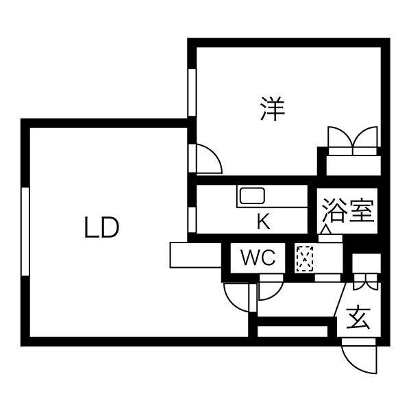 アルファアパル発寒(1LDK/4階)の間取り写真