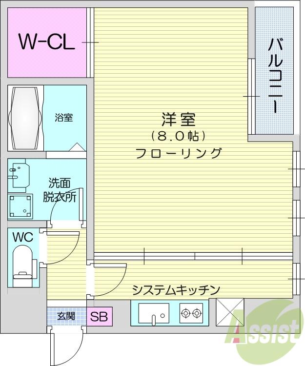 アムール 8番館(1K/2階)の間取り写真