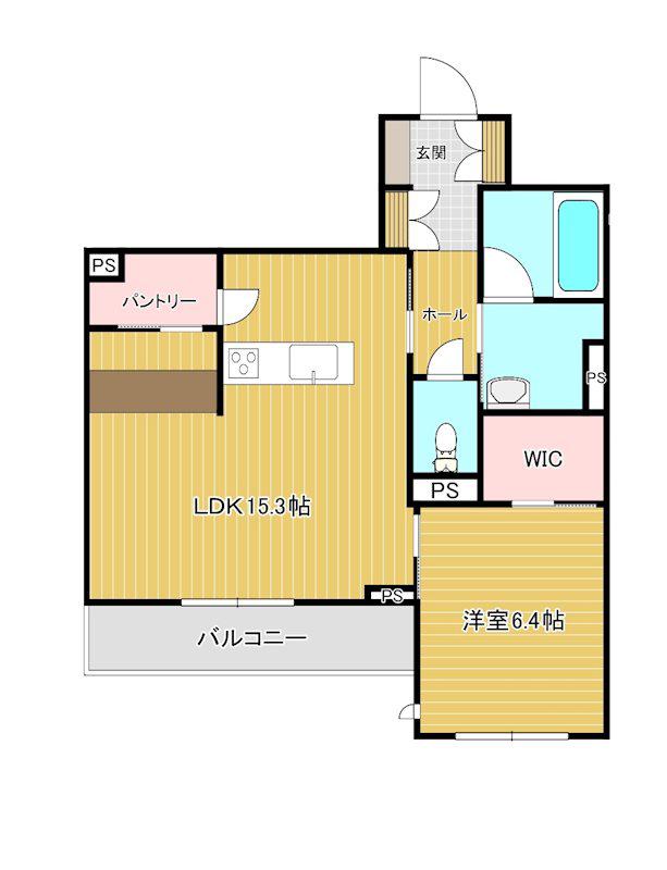 ミリュープラス本町東(1LDK/2階)の間取り写真