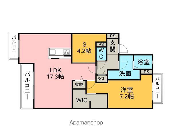 ビューハウス依佐美(1SLDK/4階)の間取り写真