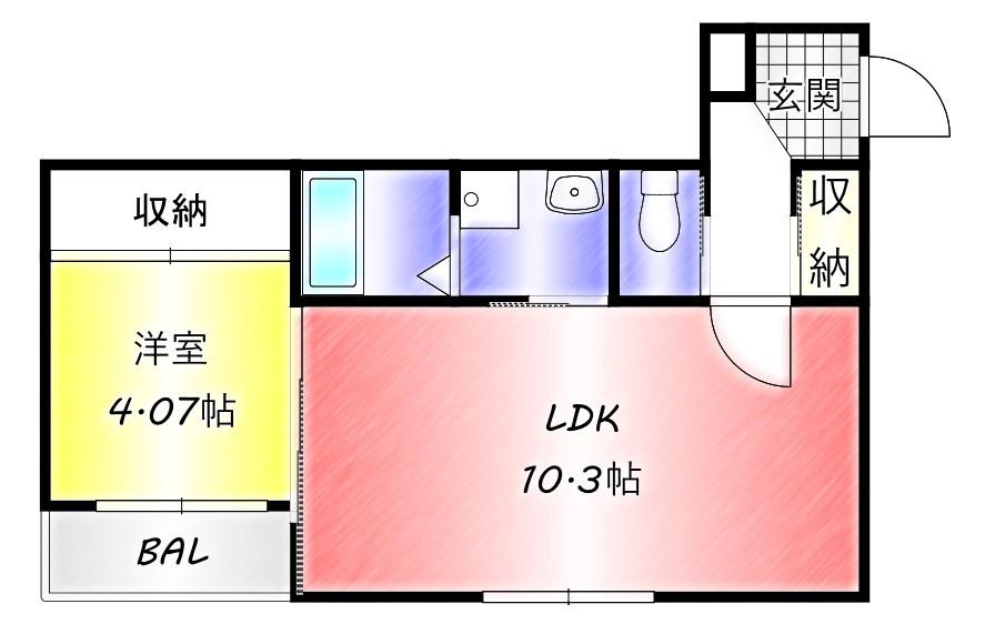 GRAND COURT 01(1LDK/2階)の間取り写真