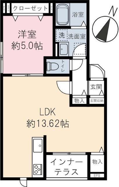 ハイドレンジア(1LDK/1階)の間取り写真