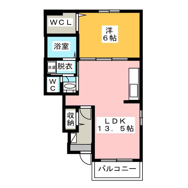 ゼフィール新富士(1LDK/1階)の間取り写真