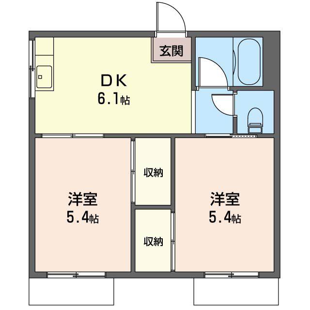 ヤシキハイツ(2DK/1階)の間取り写真
