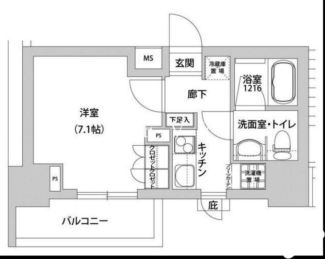 メトロステージ上野(1K/12階)の間取り写真