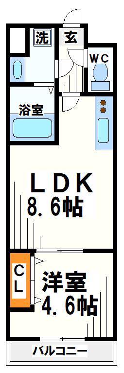 ウェルスクエア千歳烏山(1LDK/1階)の間取り写真
