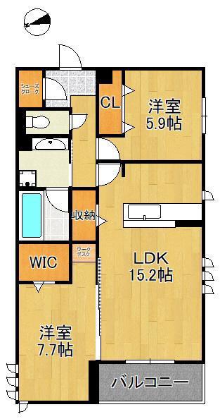 D-ROOM折尾駅前(2LDK/2階)の間取り写真