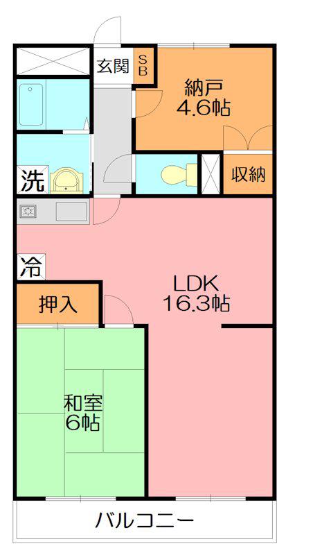 サニーレジデンス平塚I(1SLDK/3階)の間取り写真