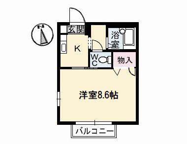 ジュネス新浜(1K/2階)の間取り写真