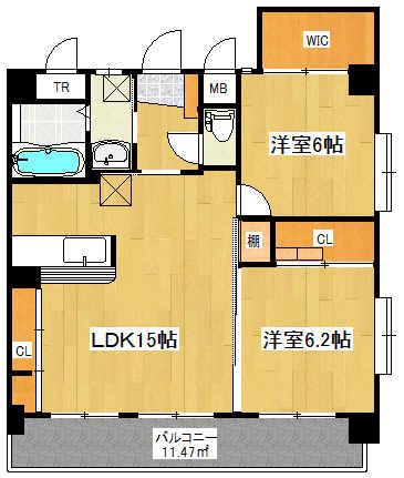 プルーム真鶴(2LDK/10階)の間取り写真