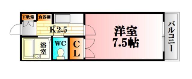 レジデンス白井II(1K/3階)の間取り写真