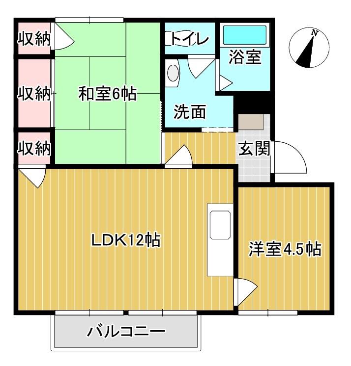 グリーンハイツ三和(2LDK/2階)の間取り写真
