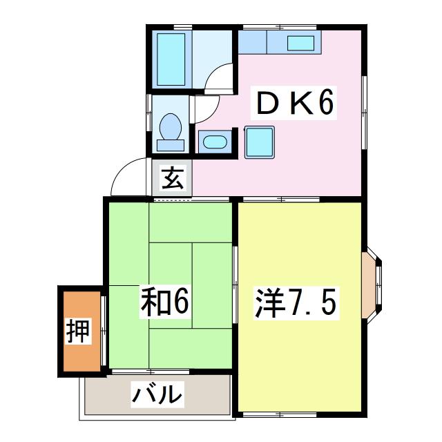ハイツカズミ(2DK/1階)の間取り写真