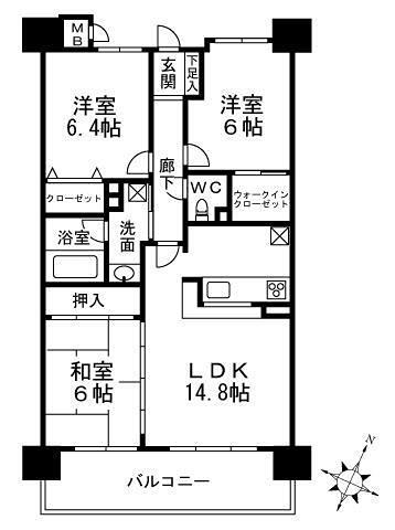 エスリード千里桃山台(3LDK/6階)の間取り写真