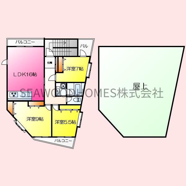 南部ビル(3LDK/3階)の間取り写真