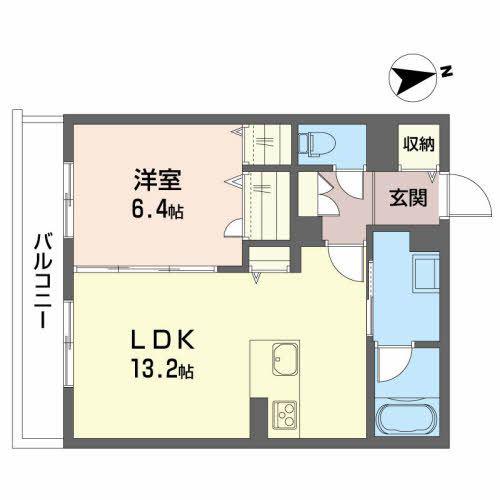 シティプラザ在府町(1LDK/1階)の間取り写真