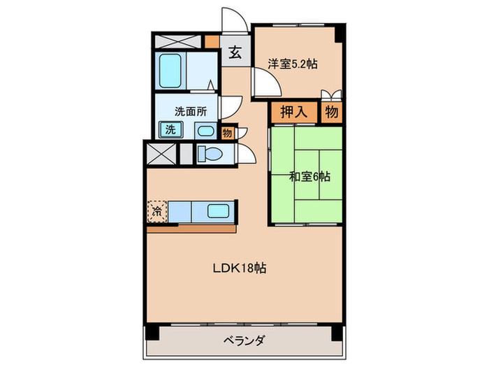 アベニュー青山(2LDK/2階)の間取り写真