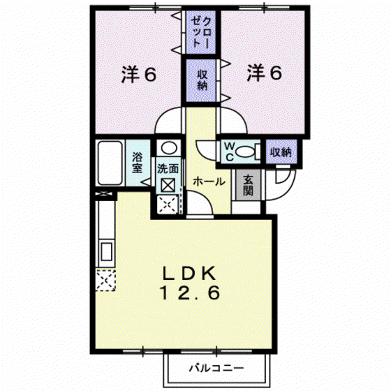 ウィッシュ・メゾン(2LDK/2階)の間取り写真