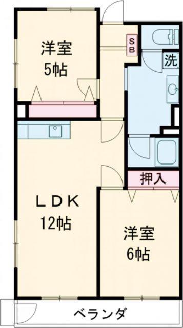 ダイユーマンション(2LDK/2階)の間取り写真