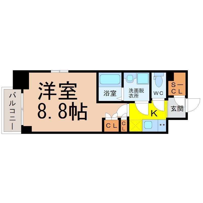 アデグランツ上前津(1K/6階)の間取り写真
