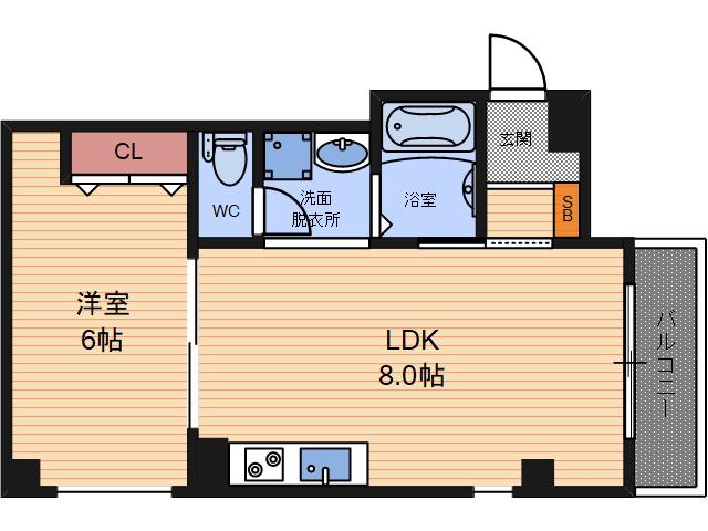 シンプルハート(1LDK/4階)の間取り写真
