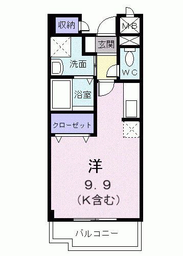 フロリーレン・セキ(ワンルーム/2階)の間取り写真