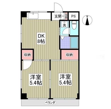 ハイアメージュ(2DK/2階)の間取り写真
