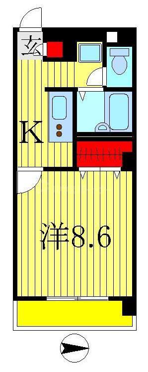 アンプルールフェール豊四季I(1K/1階)の間取り写真