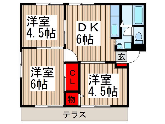 グリーンハイツB(3DK/1階)の間取り写真