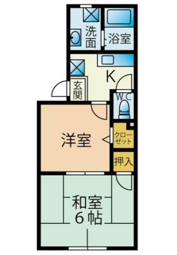 ハイツハシモト(2K/2階)の間取り写真