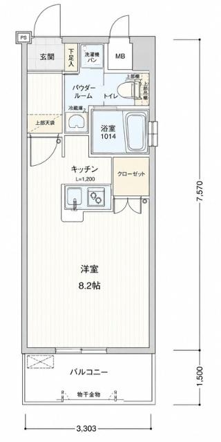 アソシアグロッツォ博多サザンテラス(1DK/5階)の間取り写真