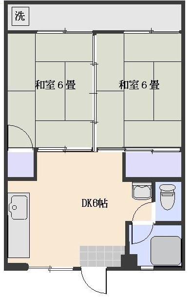淵之上ビル(2DK/2階)の間取り写真