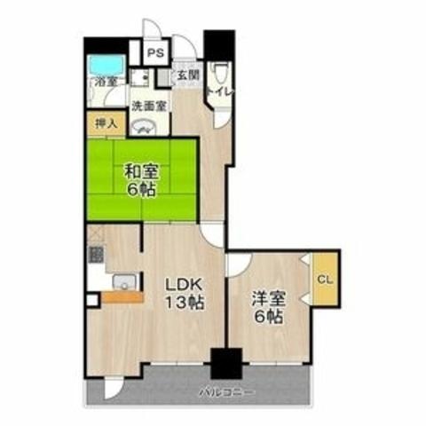 フェルザ住之江公園(2LDK/9階)の間取り写真