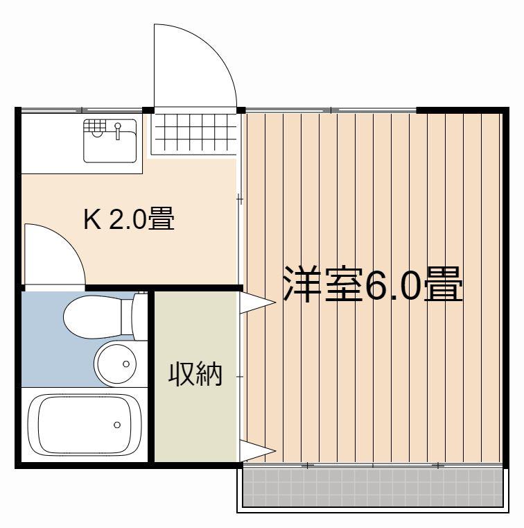 第3住友ハイツ(1K/2階)の間取り写真