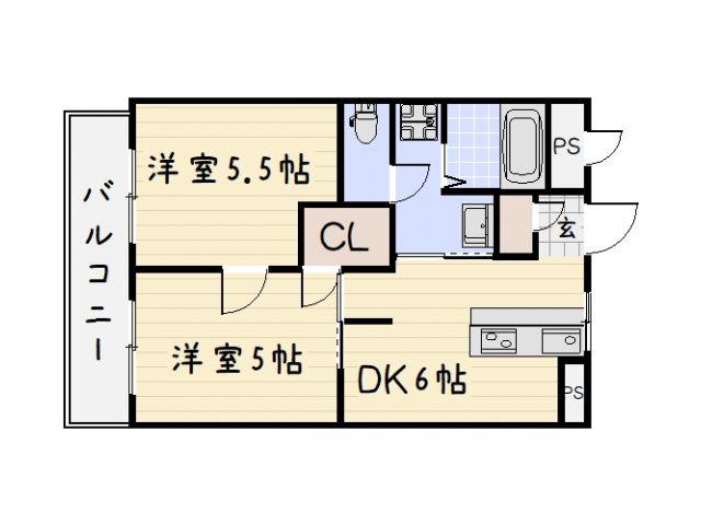 クローバージャパンビル(2DK/5階)の間取り写真