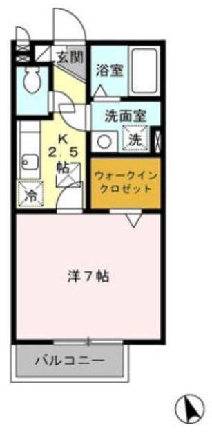 アルテール(1K/1階)の間取り写真
