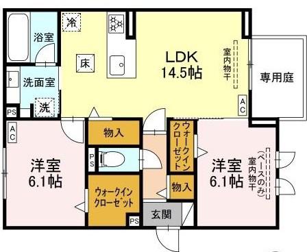 セレスティア唐山町(2LDK/1階)の間取り写真