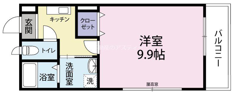 アムールREVE(1K/2階)の間取り写真