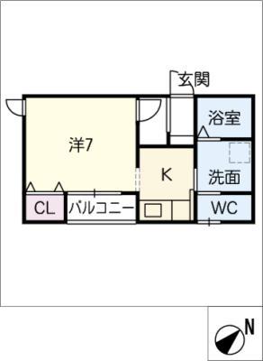 ALLI(ワンルーム/1階)の間取り写真