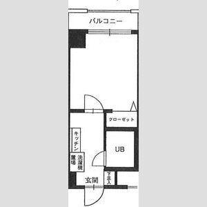 エヴェナール東中野(1K/2階)の間取り写真