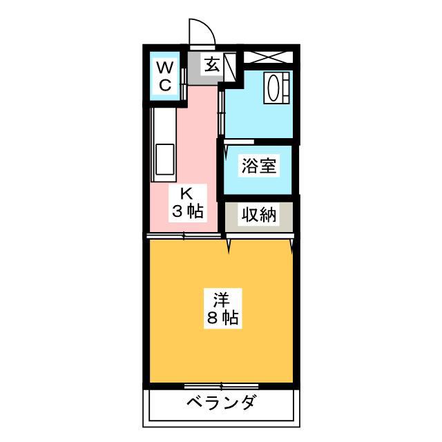 グリーンヴェール・ドゥ(1K/2階)の間取り写真