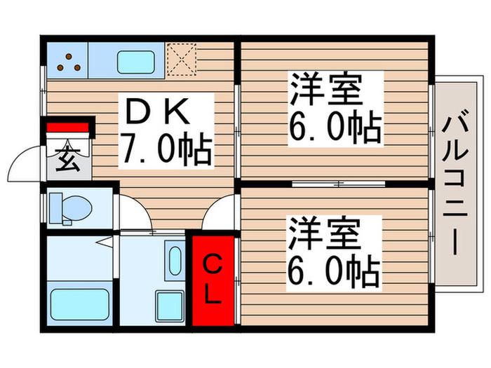 ビレッジイトウC(2DK/2階)の間取り写真