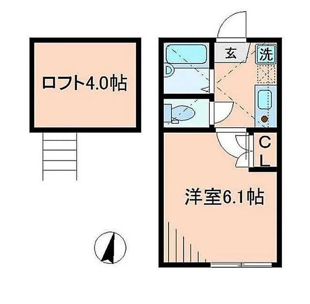 ラ・メール溝の口(1K/1階)の間取り写真