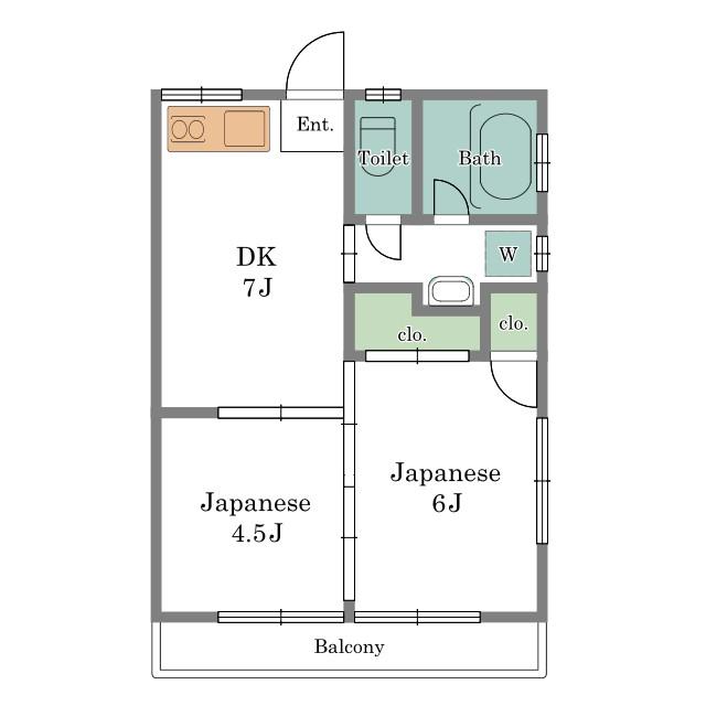 中島ハイツ(2DK/2階)の間取り写真