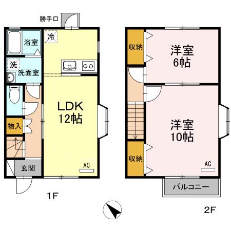 カーサ石原瀬 I(2LDK/1階)の間取り写真