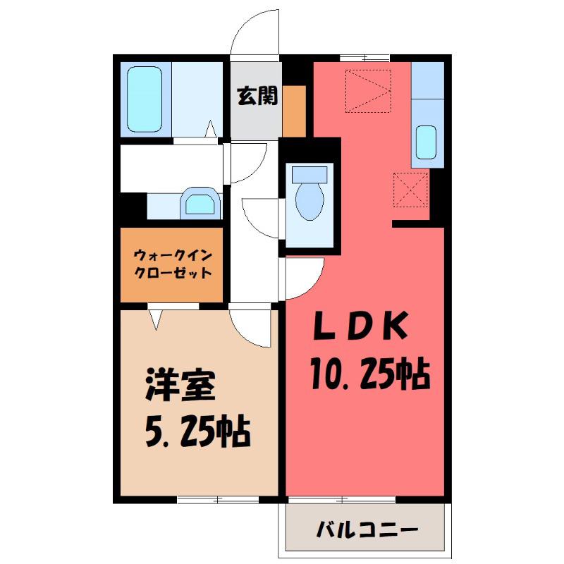 クローリス(1LDK/2階)の間取り写真