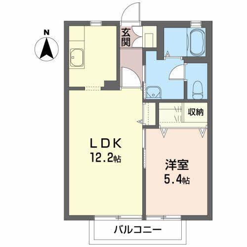 メゾン花巧房D(1LDK/2階)の間取り写真